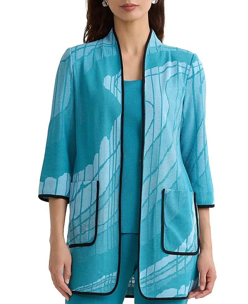 Geoprint Jacquard Knit Jacket by Ming Wang