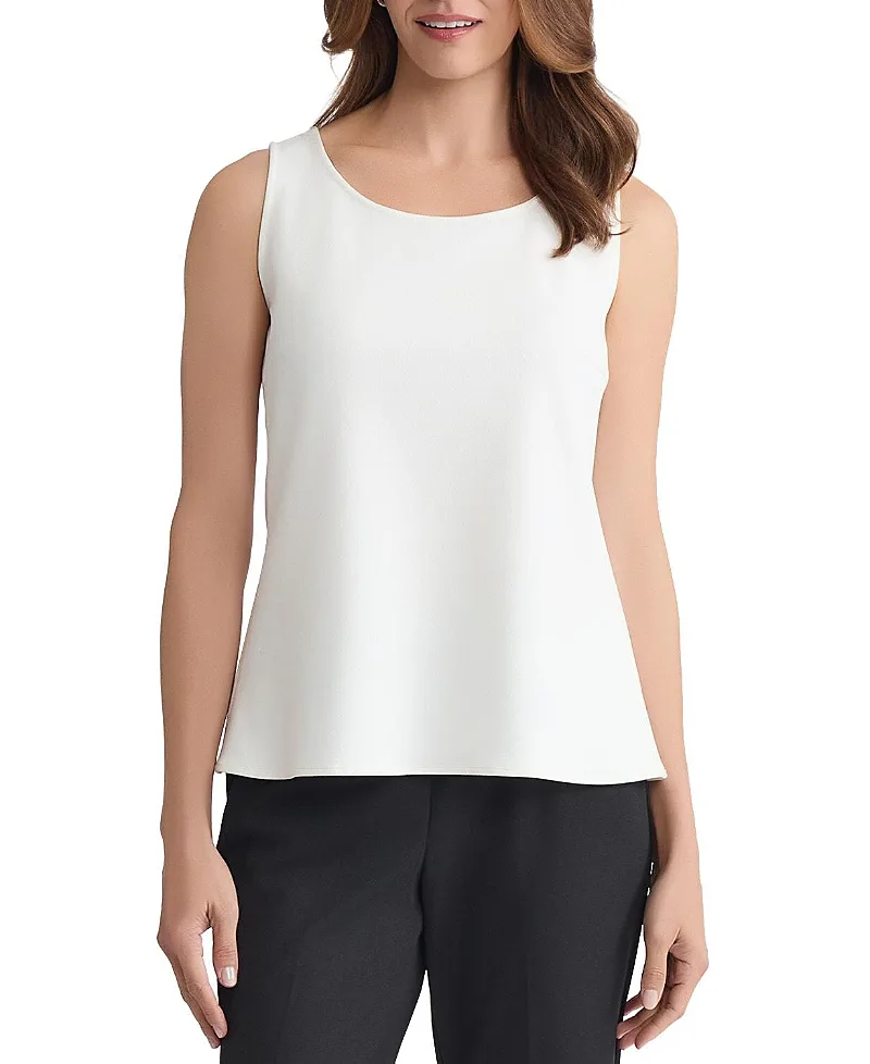 Stretch Deco Crepe Scoop Neck Tank by Ming Wang