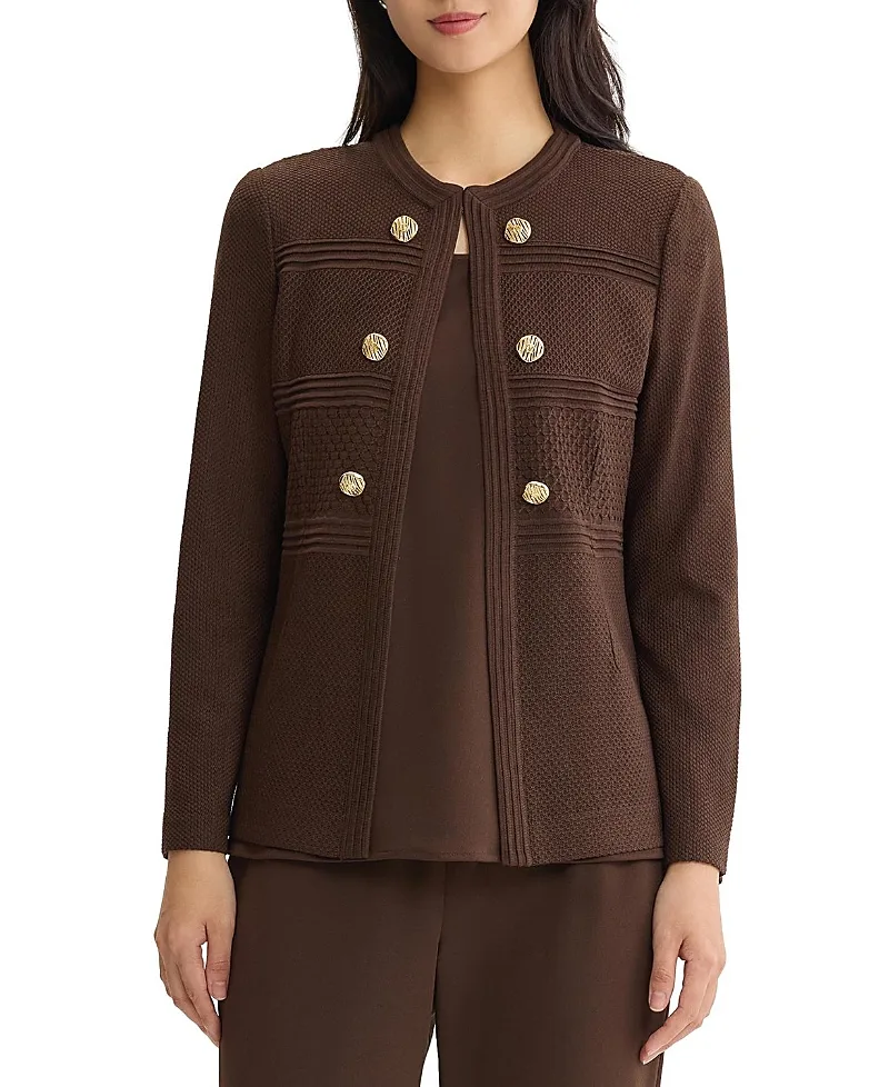 Pointelle Tonal Knit Jacket by Ming Wang