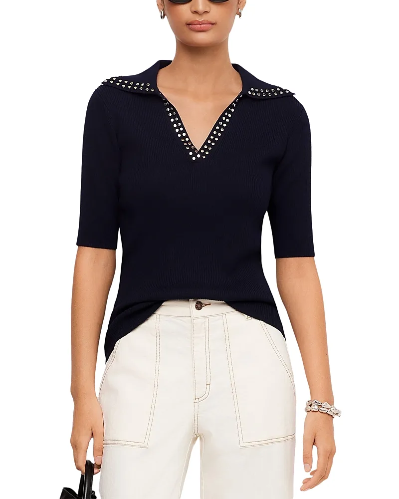Eleanor Embellished Polo Sweater by Fifteen Twenty