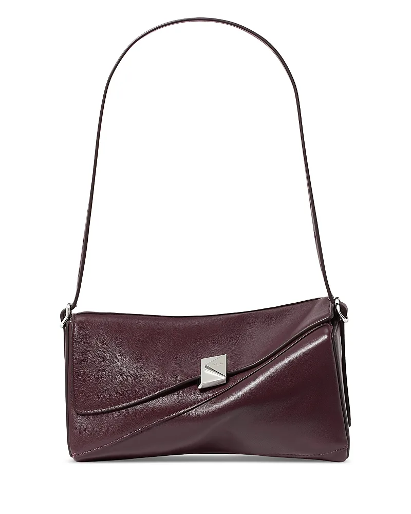 Deco Leather Twisted Flap Shoulder Bag