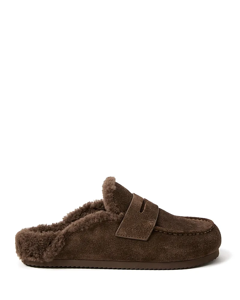Wynn Suede & Shearling Lined Mule Flats by PAIGE