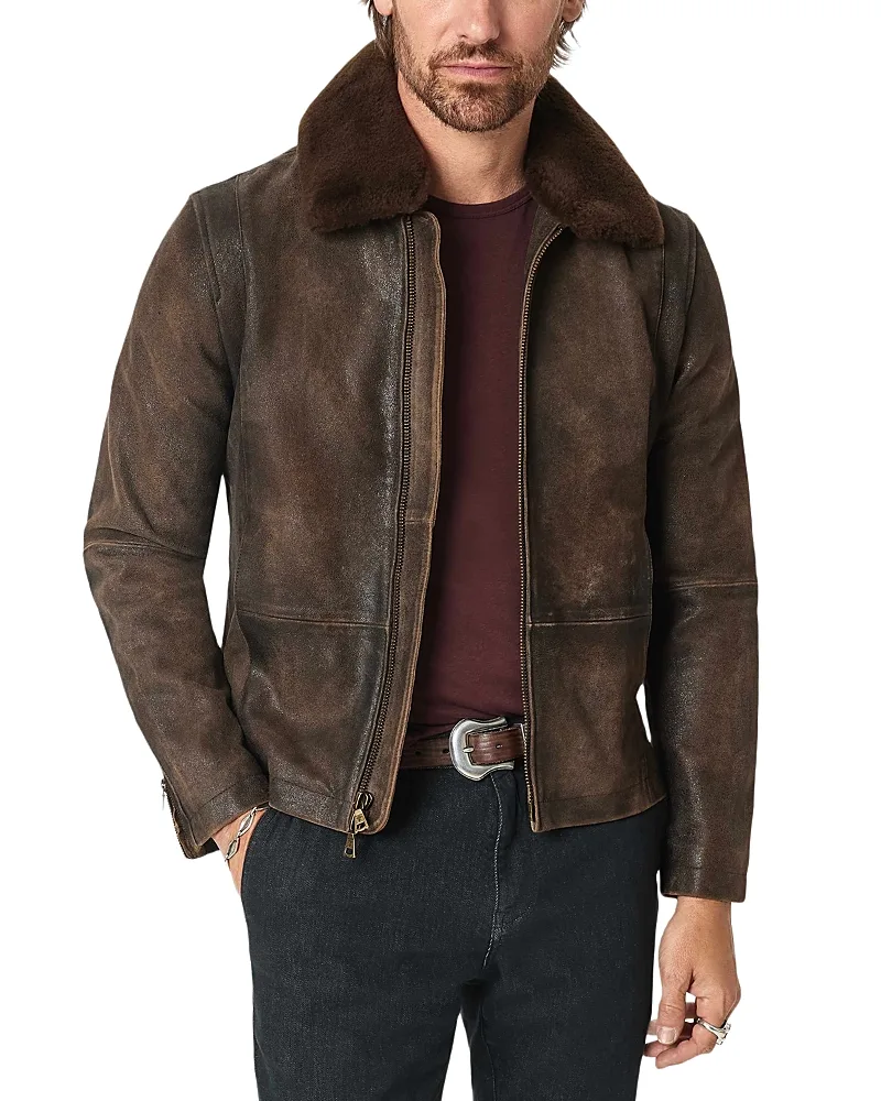 Coley Shearling Trim Leather Jacket by John Varvatos