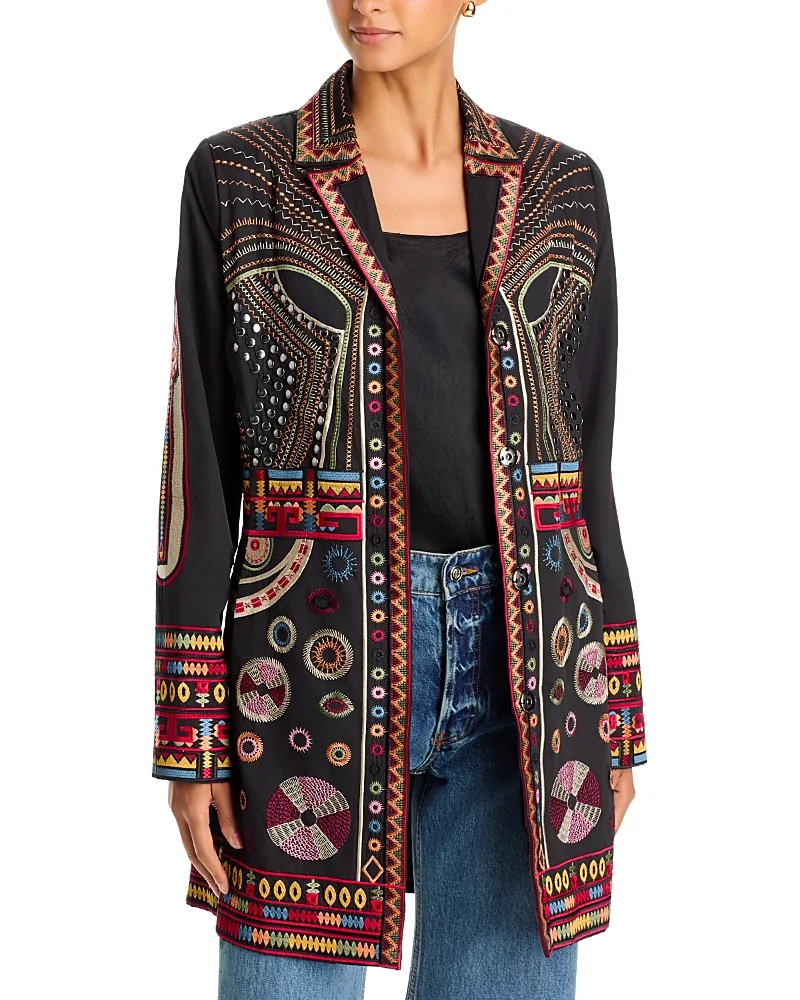 Ravenna Embroidered Long Blazer by Johnny Was