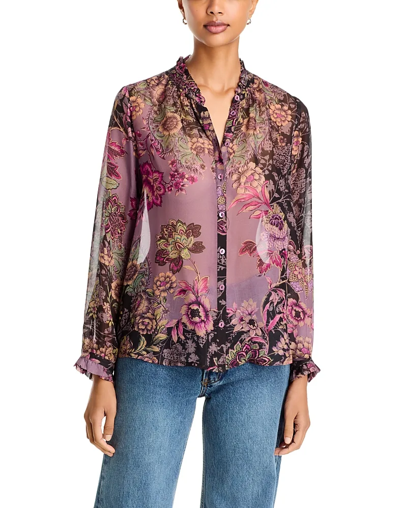 Pamela Silk Ruffled Collar Blouse by Johnny Was
