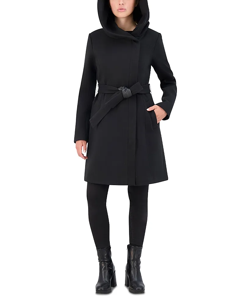 Belted Asymmetric Zip Front Soft Twill Coat by COLE HAAN