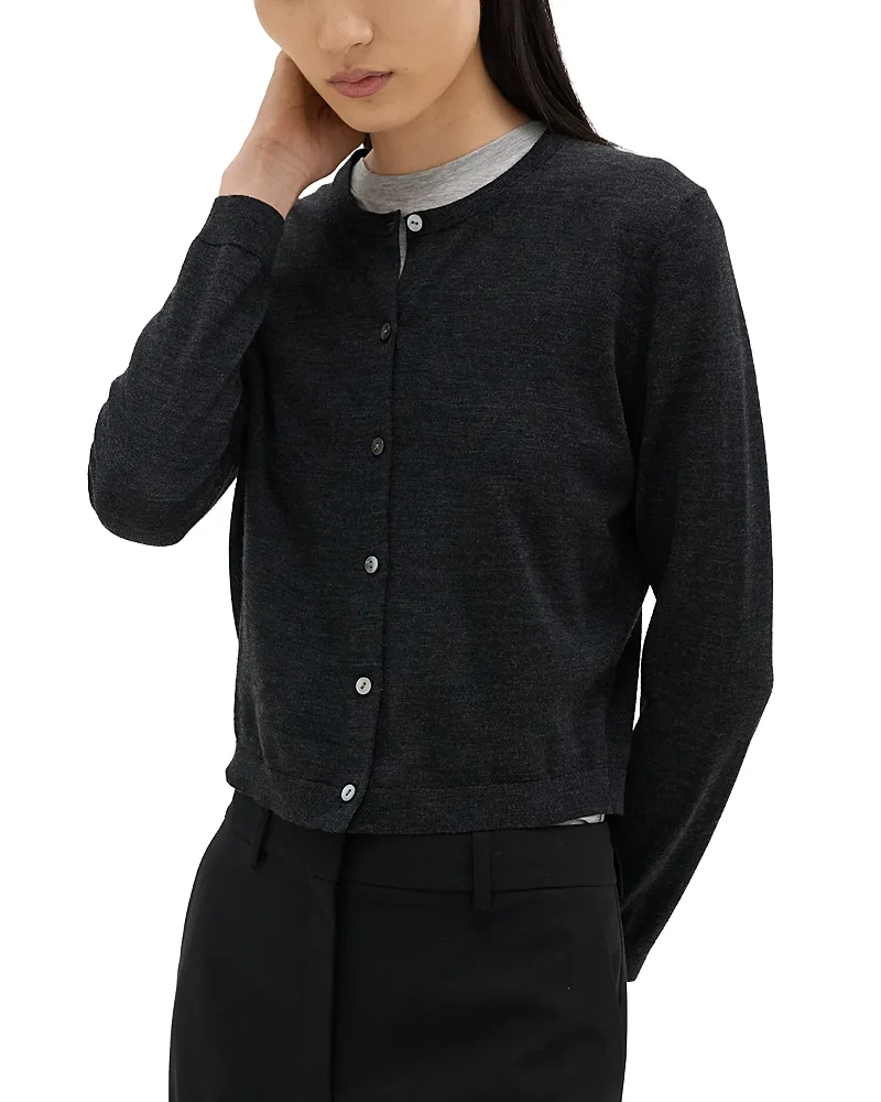 Regal Wool Crewneck Cardigan Sweater