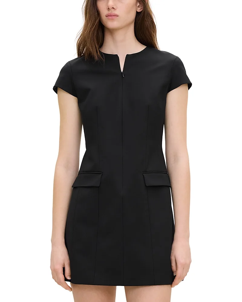 Wool Blend Zip Front Mini Dress by Theory