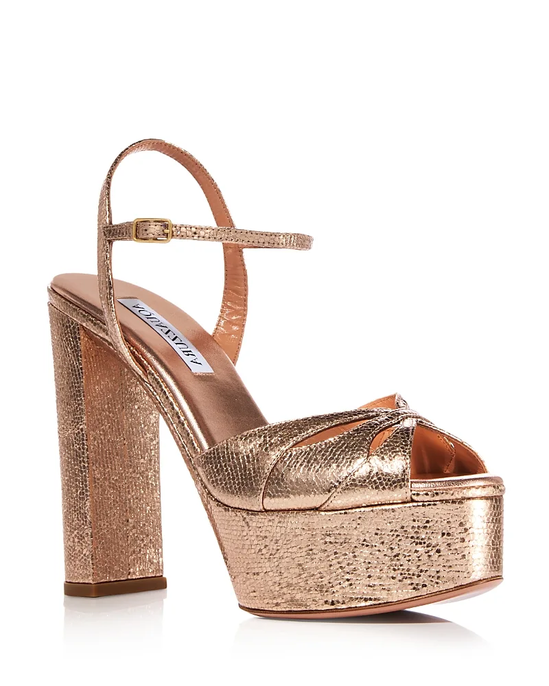 Moves Plateau Metallic Leather Sandals by Aquazzura