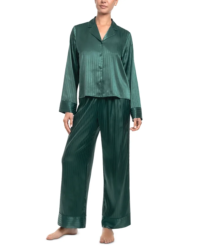 Stretch Satin Long Sleeve Pajama Set