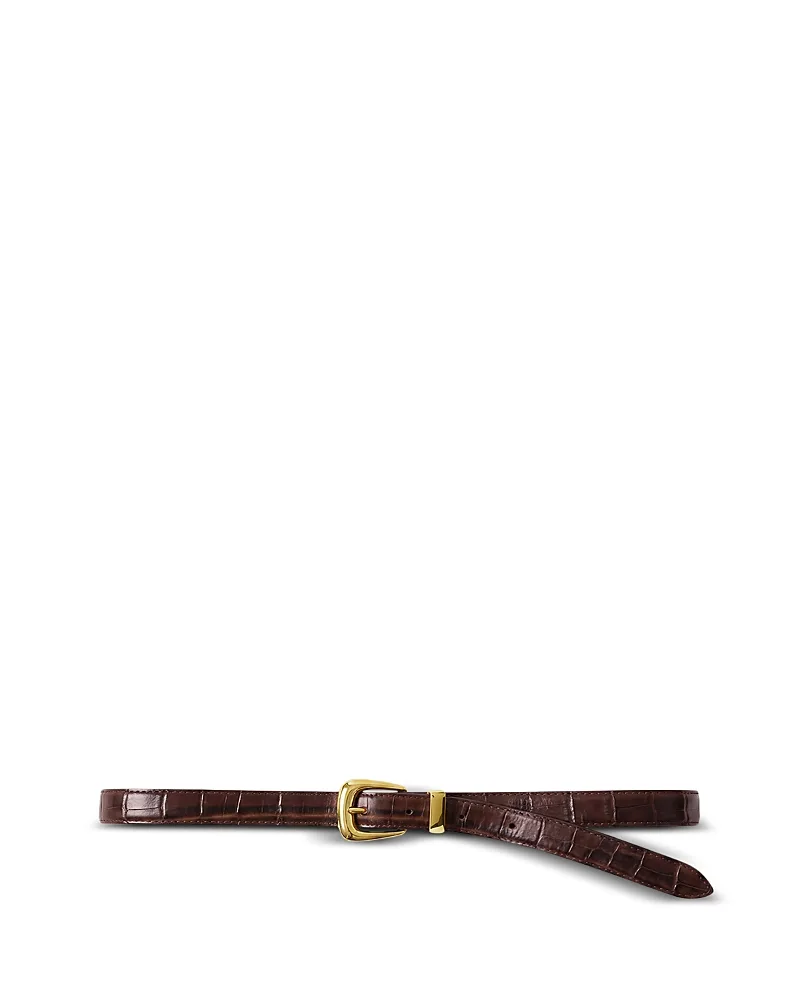 Arch Croc Embossed Leather Belt by Veronica Beard