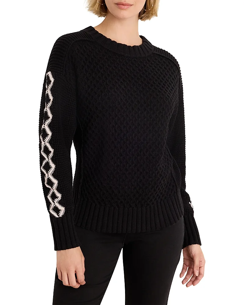 Cotton Crisscross Stitch Sweater by Nic+Zoe