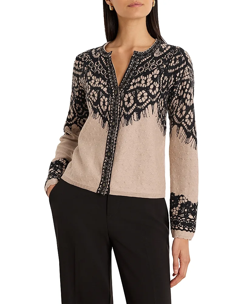 Placed Lace Print Cardigan by Nic+Zoe