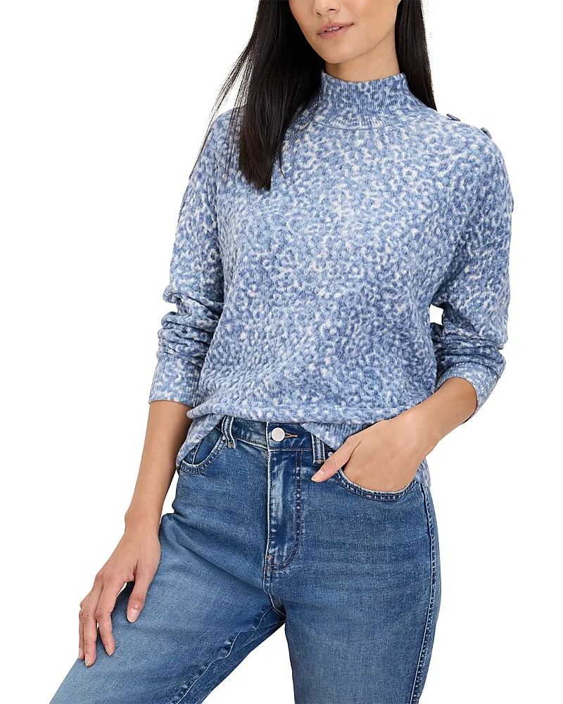 Cheetah Print Mock Neck Sweater by Nic+Zoe