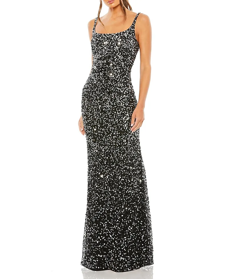Mac Duggal Sequined Low Back Slip Gown by M.A.C.