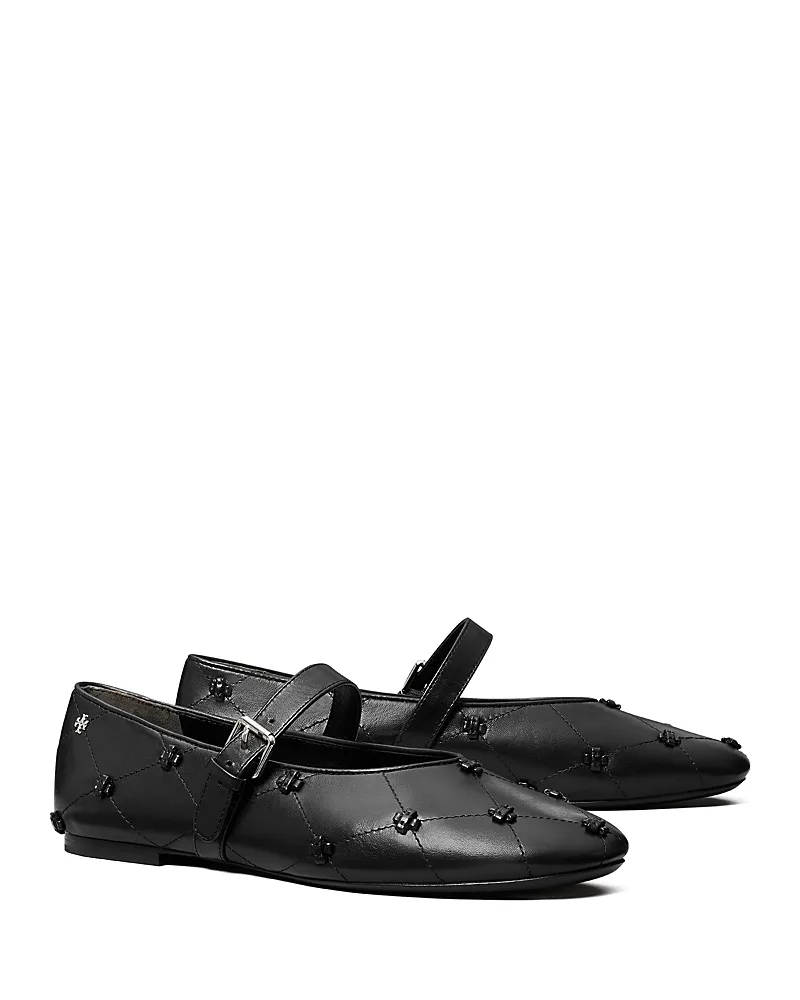 Bunny Knot Leather Mary Jane Flats by Tory Burch