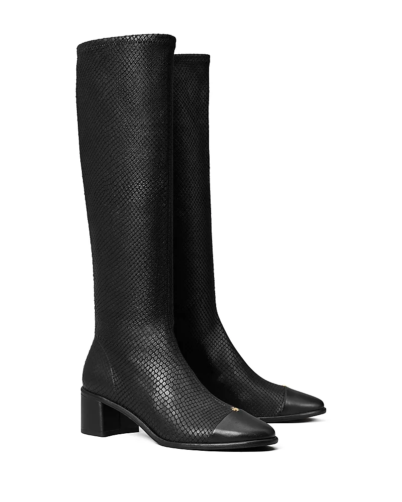 Embossed Leather Knee High Boots by Tory Burch