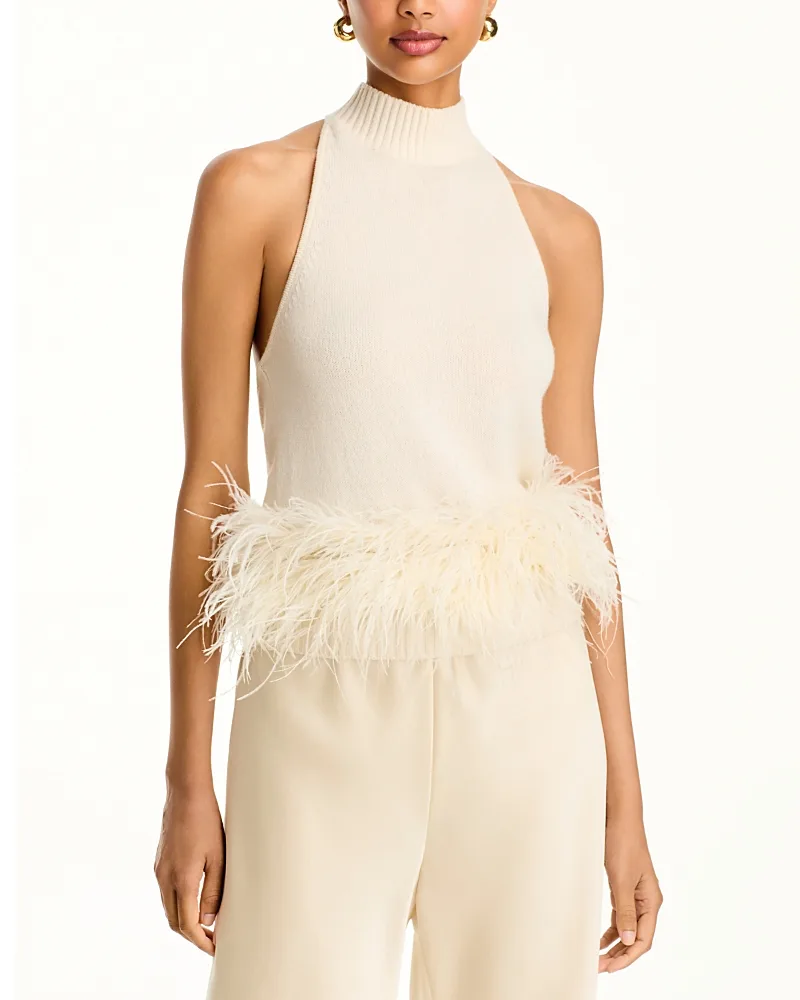 Kelly Feather Trim Halter Top by Ramy Brook