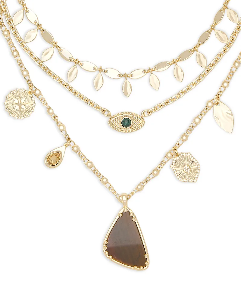 Cleo Stone Layered Charm Necklace, 20.25-22.25 by Ramy Brook