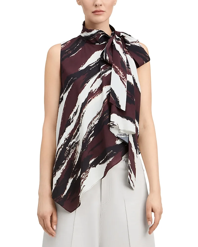 Alva Crepe De Chine High Neck Asymmetric Top by Derek Lam