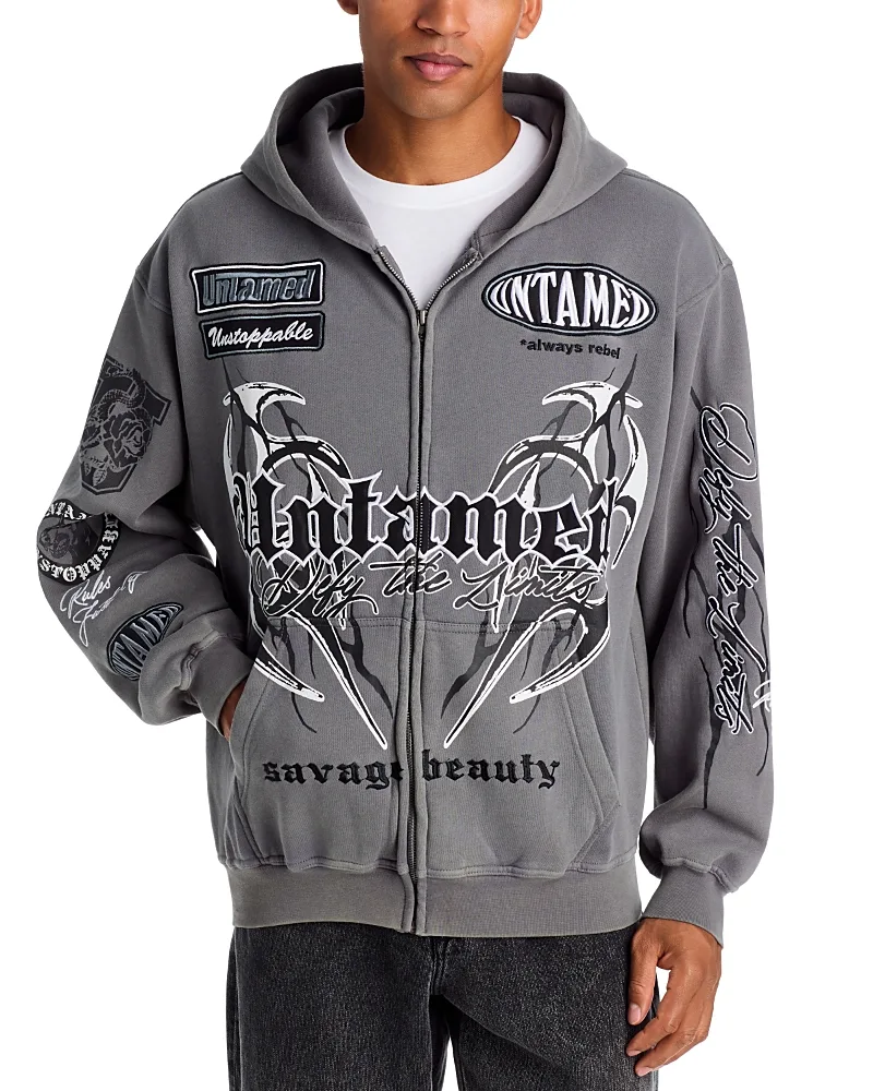 Untamed Cotton Blend Zip Graphic Hoodie by Pacsun