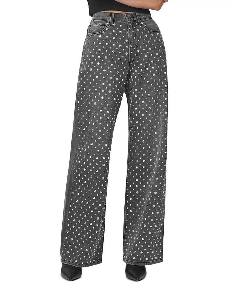 The Harlow High Rise Studded Wide Leg Jeans by Joe's Jeans