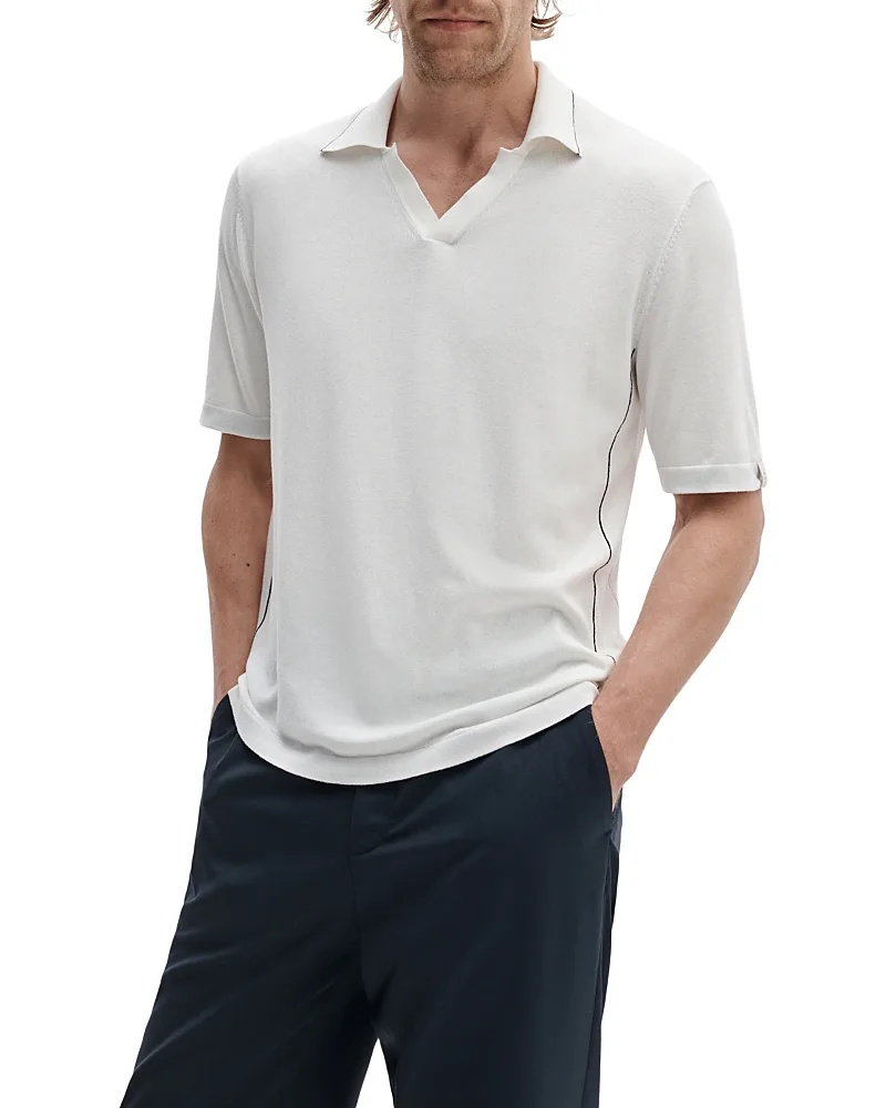 Conrad Johnny Collar Silk Blend Polo Shirt by rag & bone