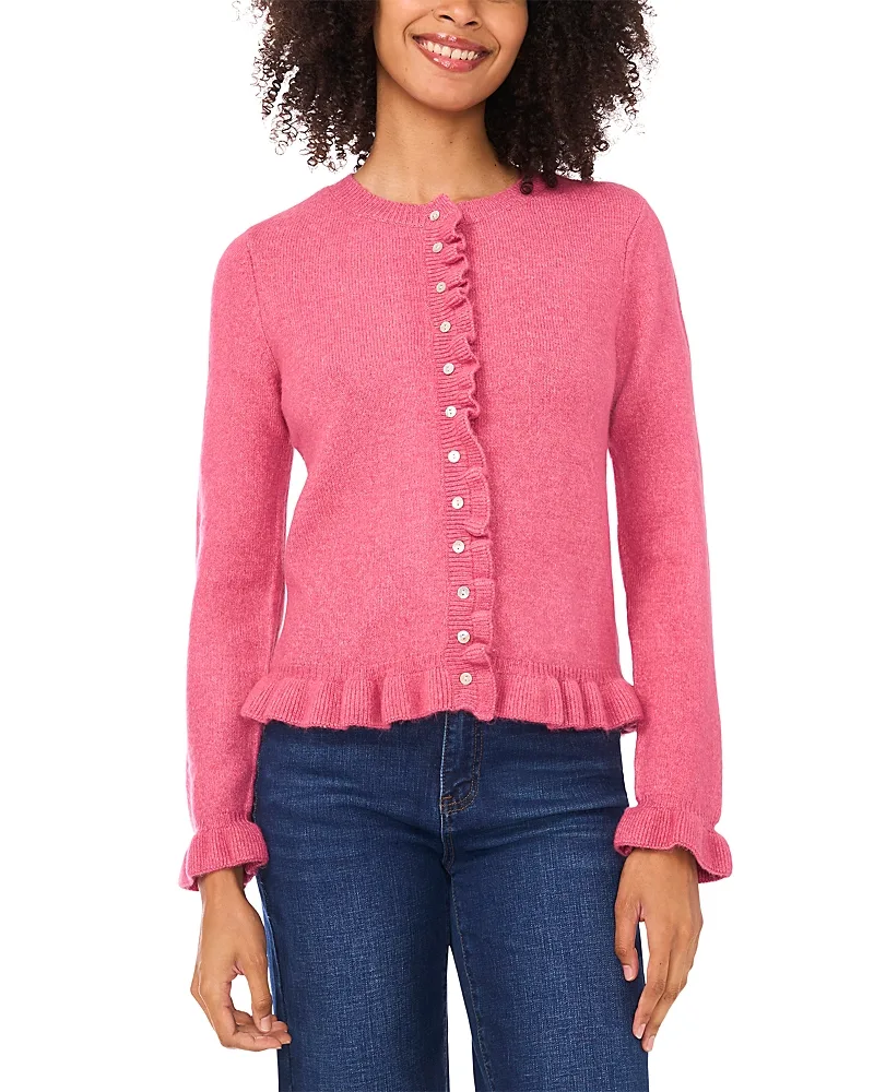 Ruffle Edge Long Sleeve Cardigan Sweater