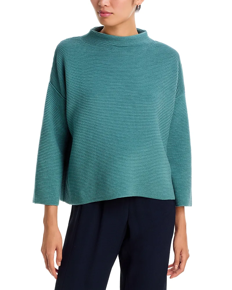 Funnel Neck Ribbed Sweater by Eileen Fisher