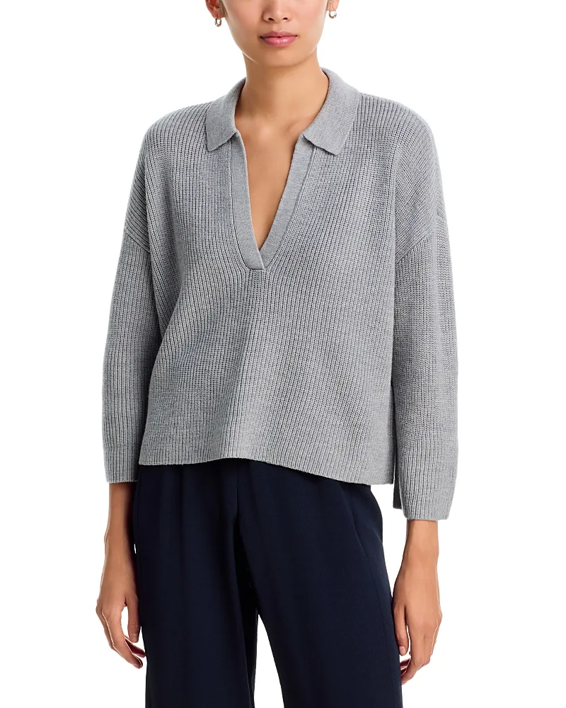 Wool Johnny Collar Sweater by Eileen Fisher