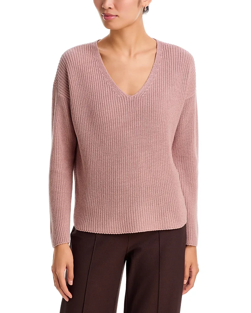 V Neck Ribbed Sweater by Eileen Fisher