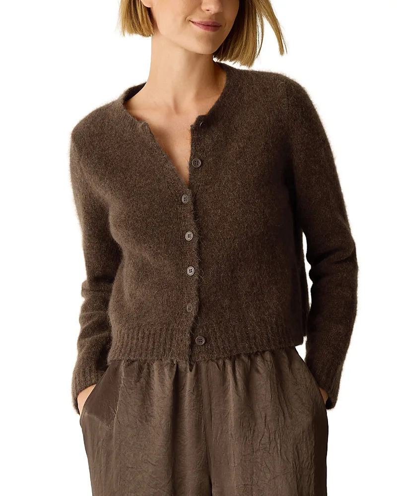 Crewneck Cardigan Sweater by Eileen Fisher
