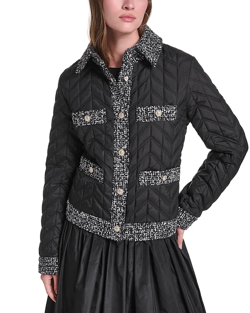 Paris Agyness Quilted Contrast Trim Jacket by Karl Lagerfeld