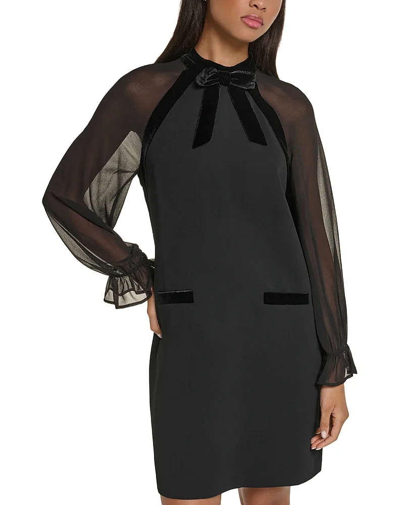 Paris Velvet Trim Sheath Dress by Karl Lagerfeld