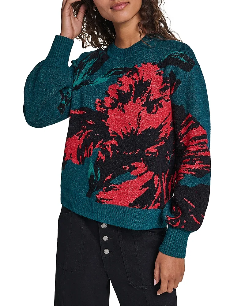 Paris Floral Crewneck Sweater by Karl Lagerfeld
