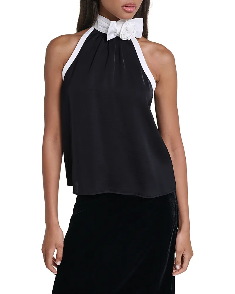 Paris Rose Sleeveless Halter Top by Karl Lagerfeld