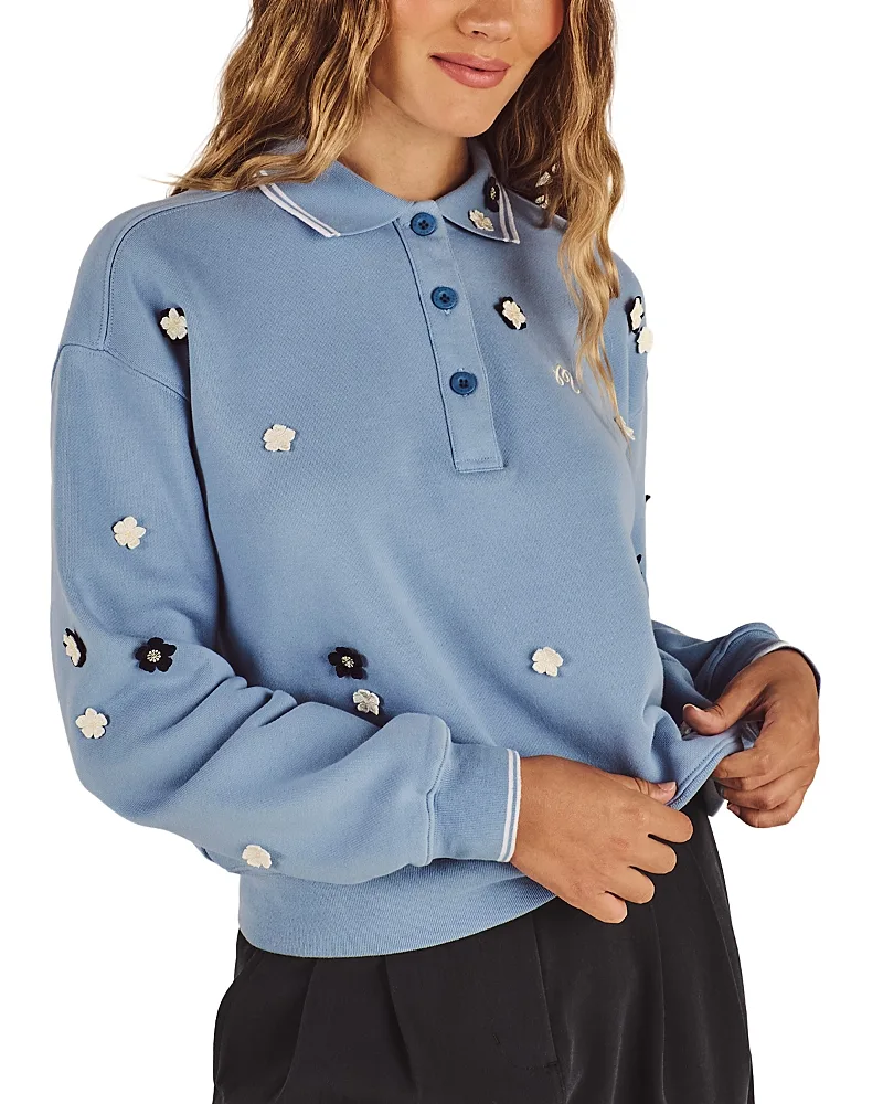 Naomi Blossom Cotton Polo Neck Sweatshirt by Malbon