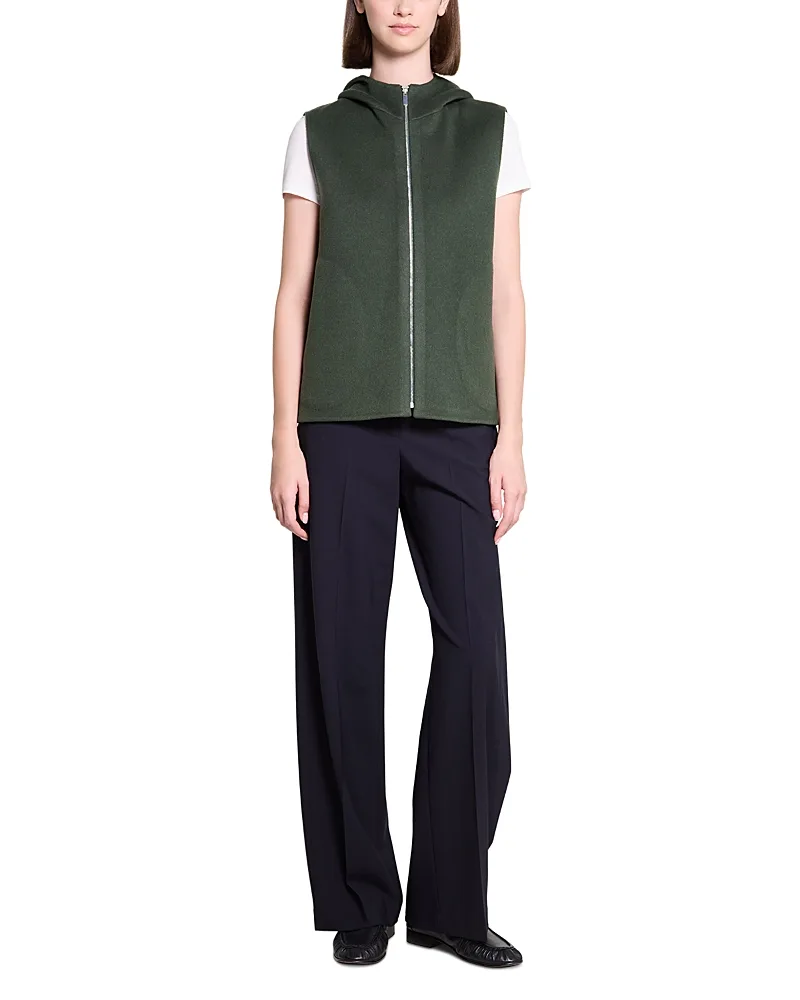 Wool Blend High Collar Zipper Vest by Theory