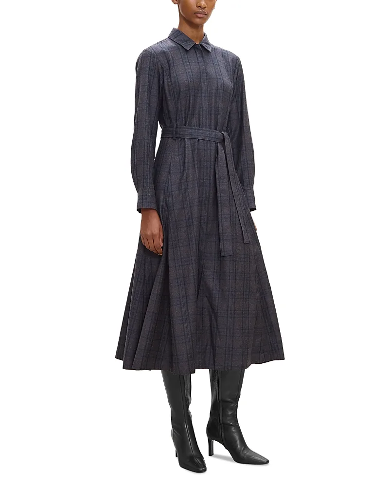 Wool Belted Shirt Dress by Theory