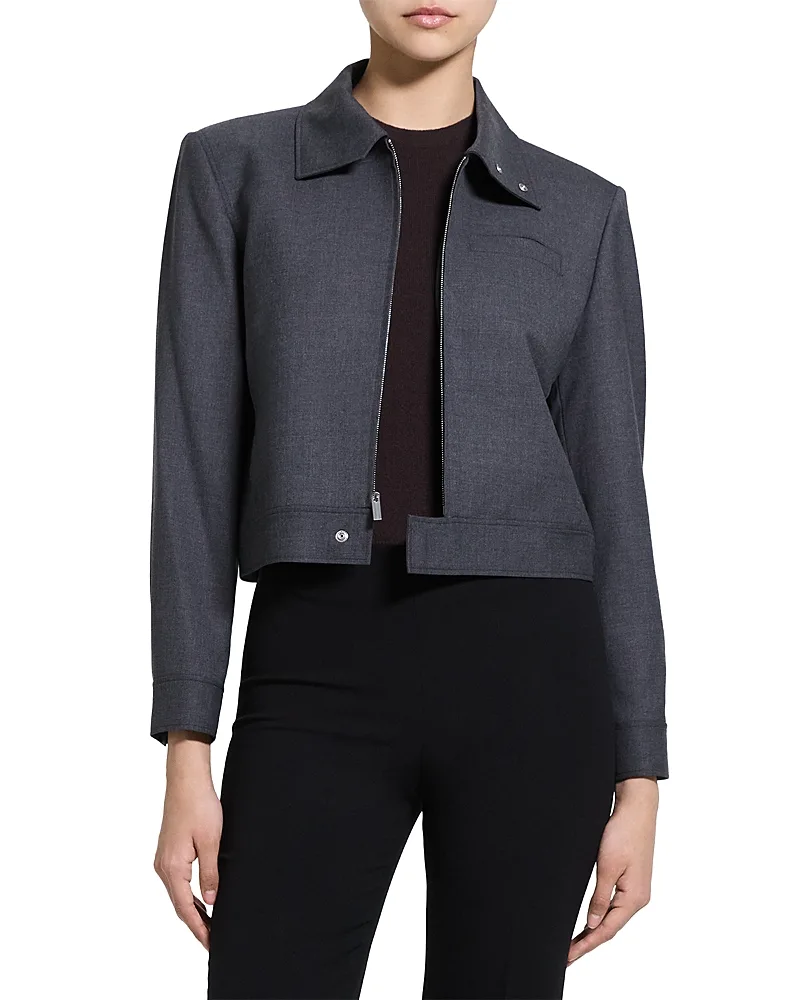 Harrington Cropped Zip Jacket by Theory