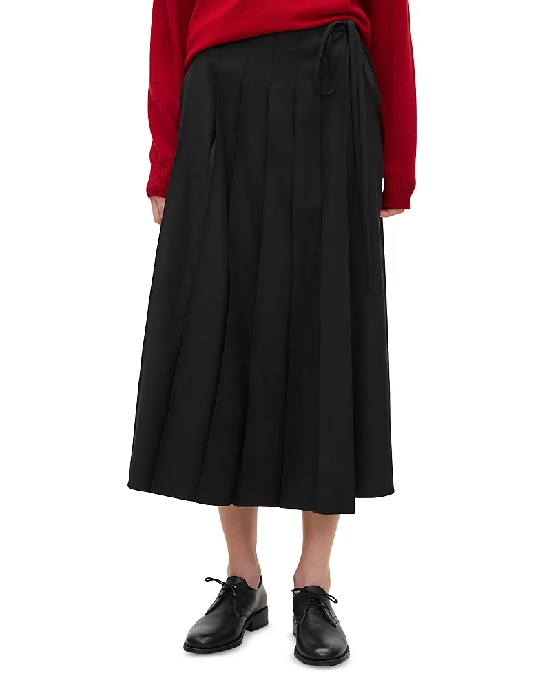 Pleated Panel Wrap Skirt by Theory
