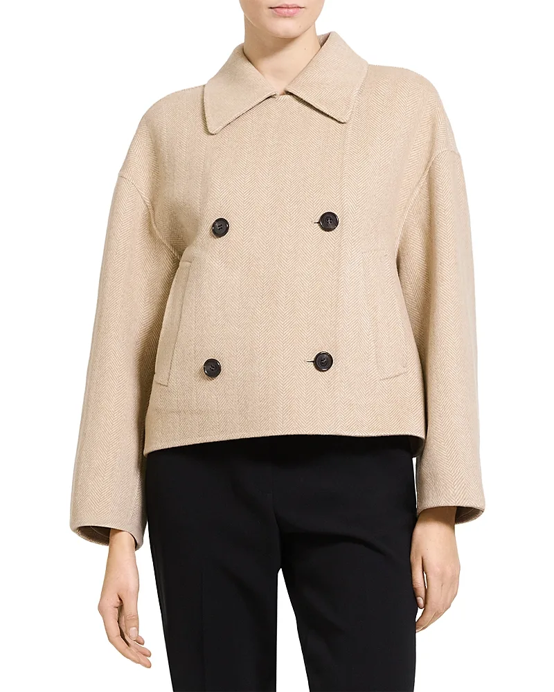 Double Breasted Wool & Cashmere Peacoat by Theory