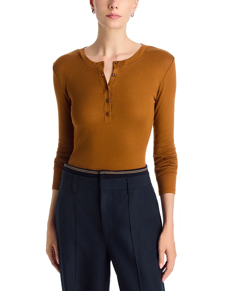 Long Sleeve Henley Top by Theory