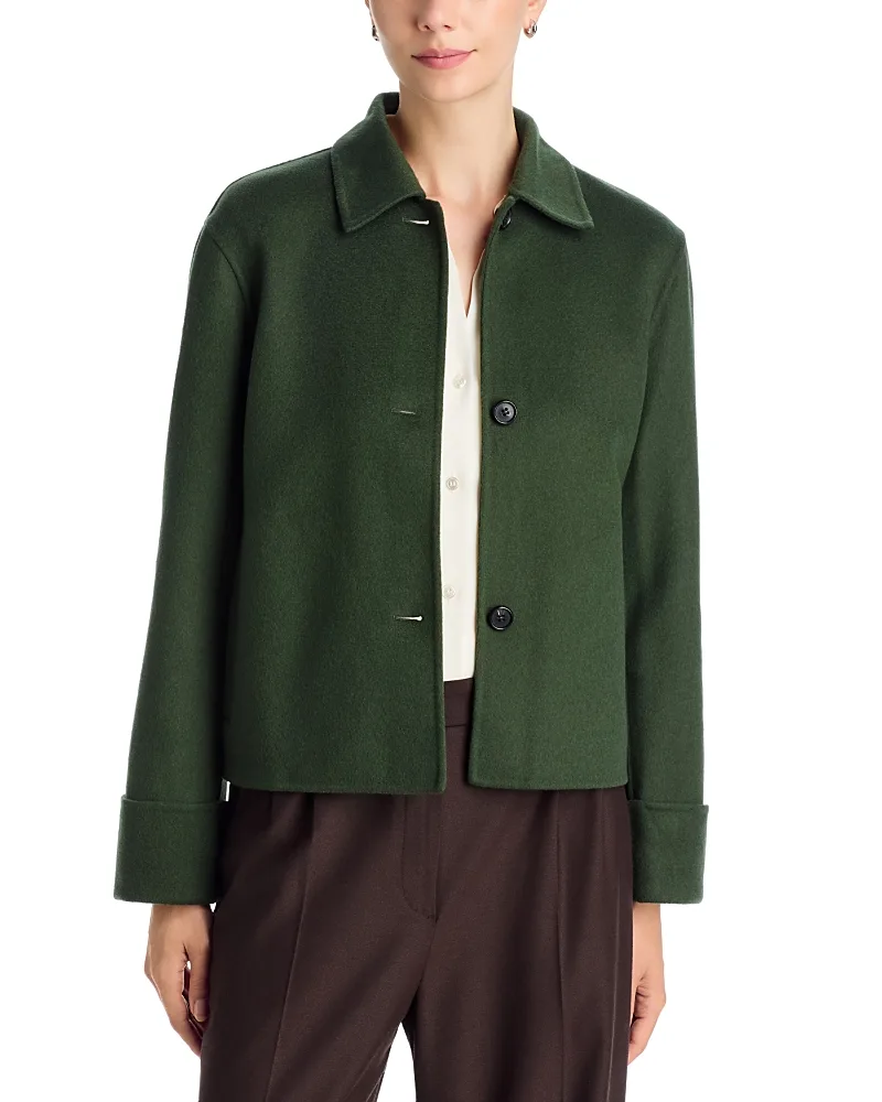 Double Face Wool Blend Boxy Cuff Jacket by Theory