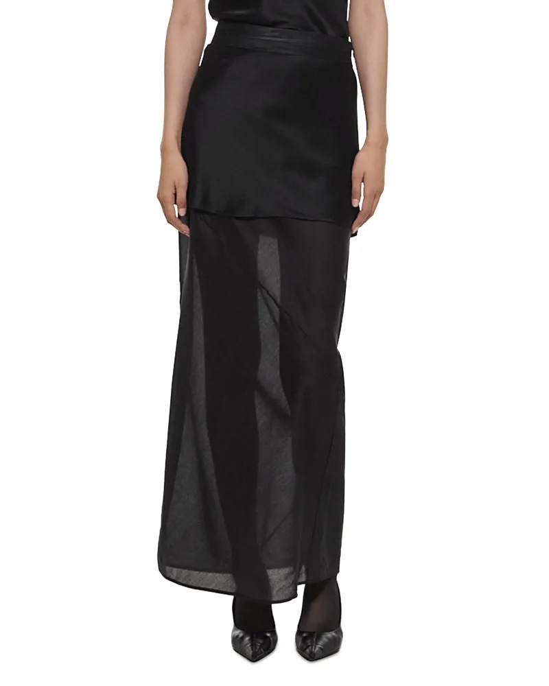 Semi Sheer Panel Maxi Skirt by Helmut Lang