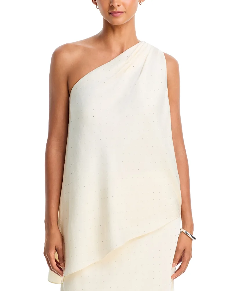 Kim One Shoulder Studded Top by Milly