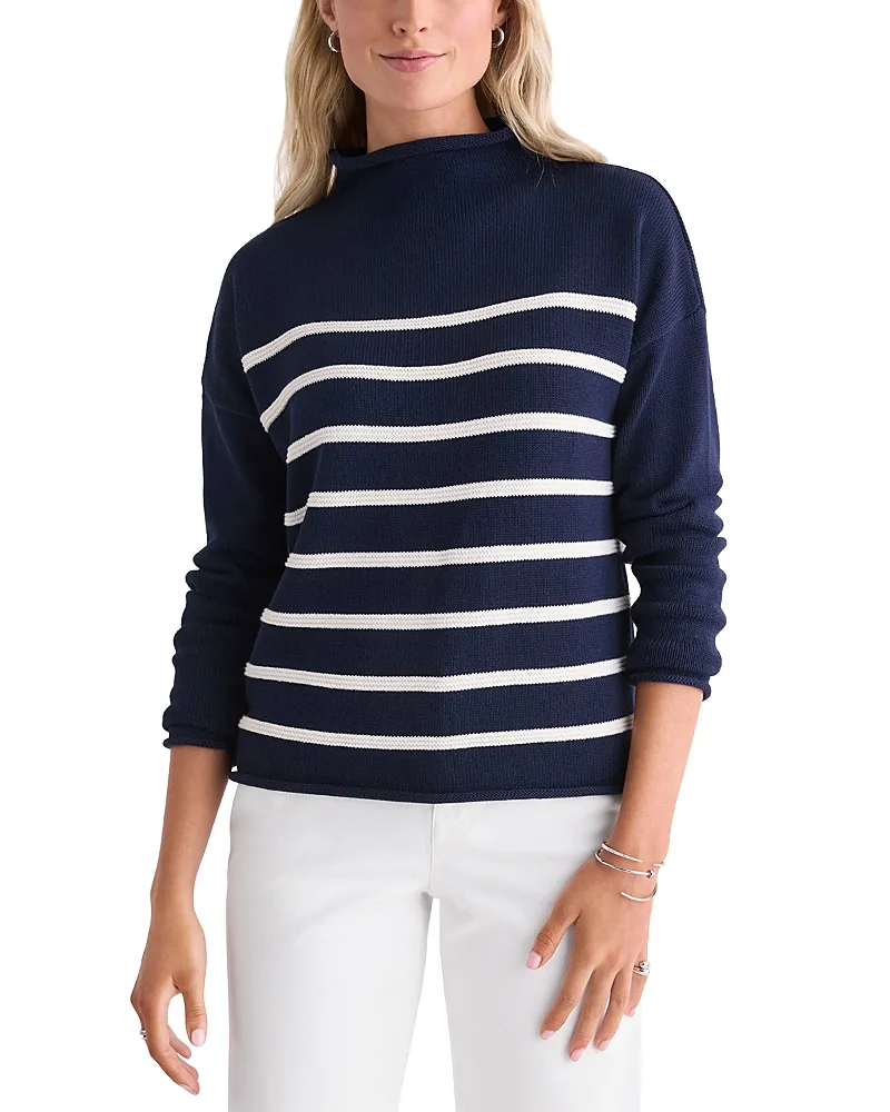 Mock Neck Cotton Nautical Stripe Sweater by Vineyard Vines