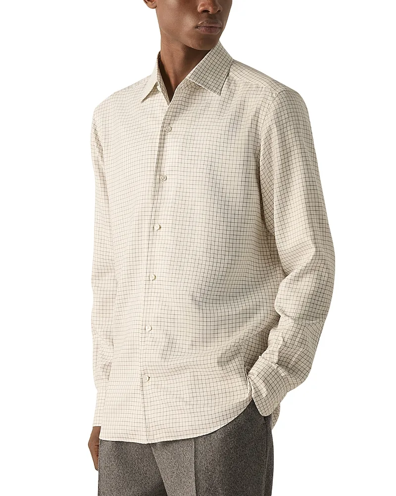 Silk Button Front Shirt by Zegna