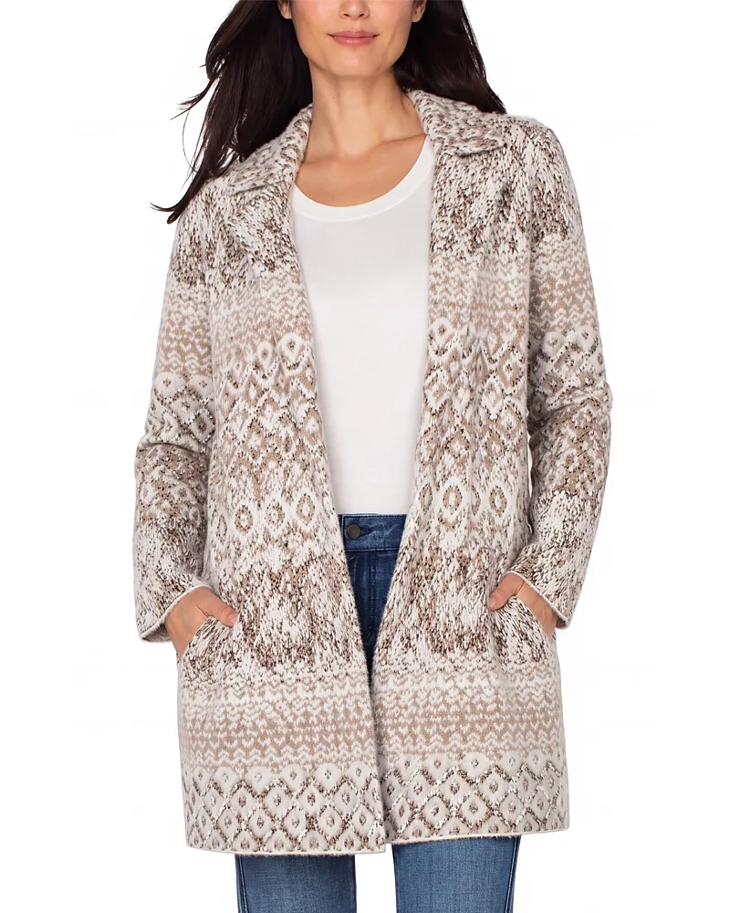 Open Front Mixed Print Cardigan by Liverpool Los Angeles