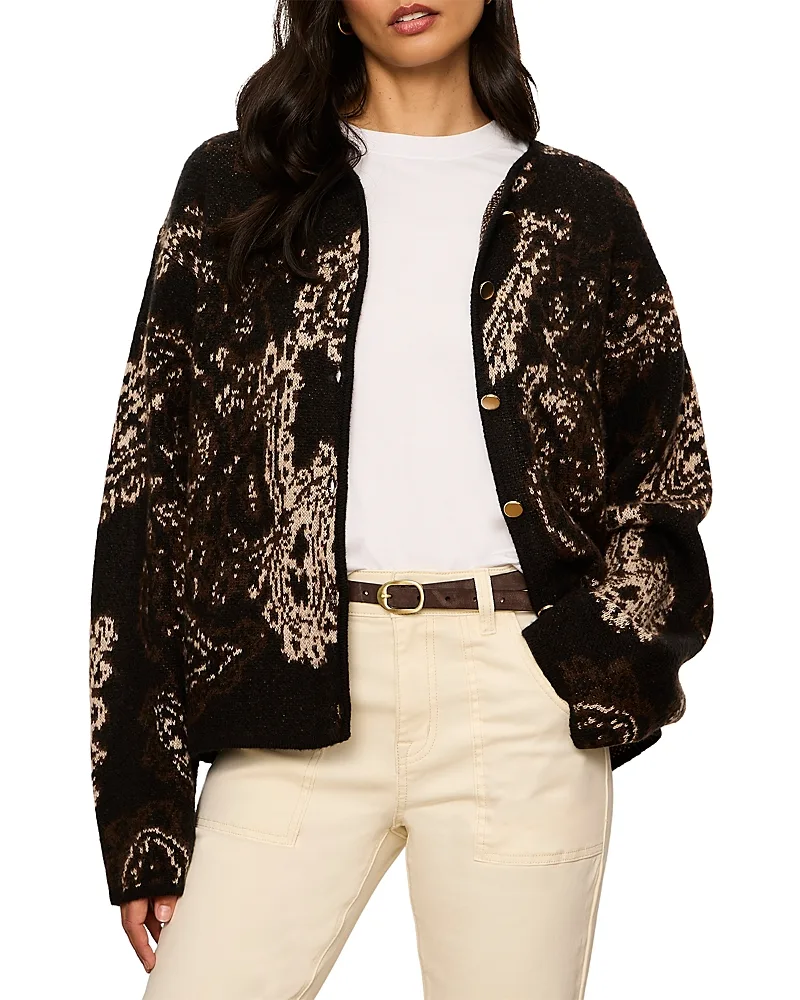 Jacquard Knit Collarless Jacket by Sanctuary
